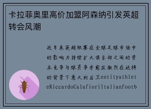 卡拉菲奥里高价加盟阿森纳引发英超转会风潮 卡拉菲奥里高价加盟阿森纳引发英超转会风潮